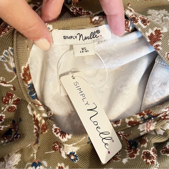 NWT Simply Noelle Long Sleeve Olive Green Floral Valley Twirl Dress Size XS - Picture 4 of 6